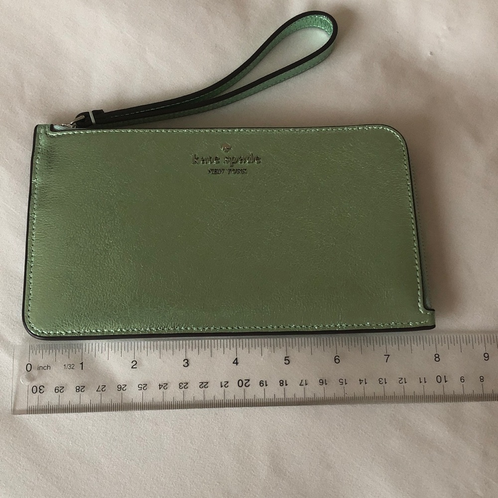 kate spade Metallic Mint Green Wristlet Phone Clutch